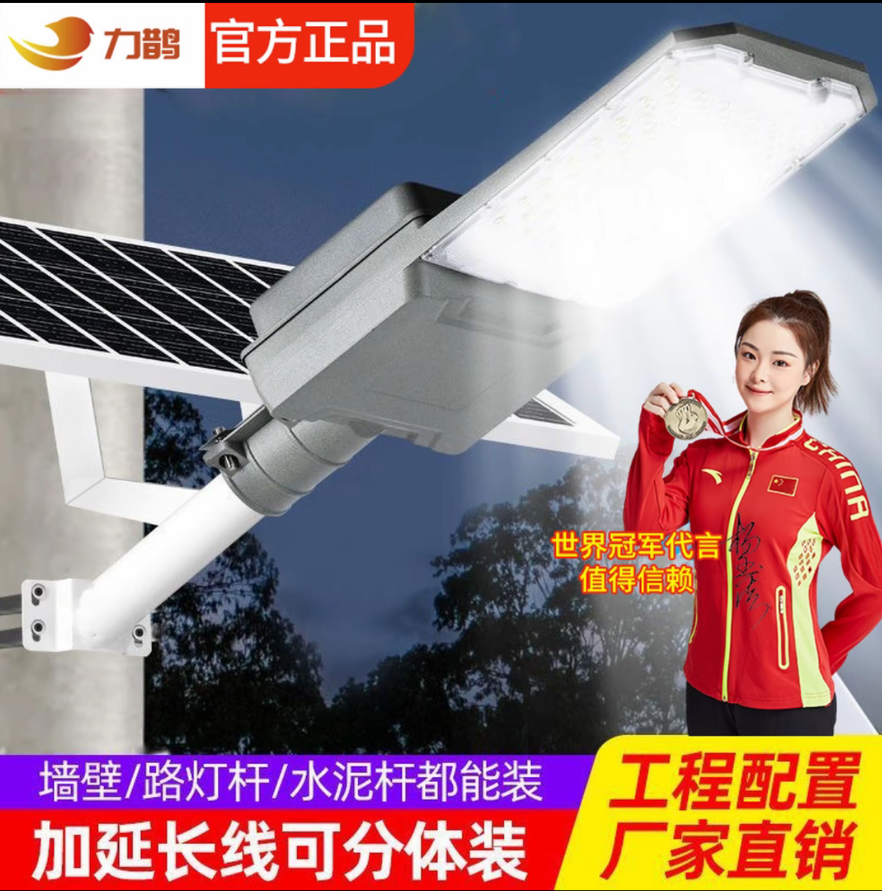 【力鹊】铝合金太阳能庭院灯路灯户外防水感应全自动工程款太阳能照明灯